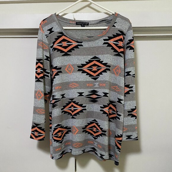 Living Doll, long sleeve, abstract & super comfy tunic, size 1X - Picture 1 of 9